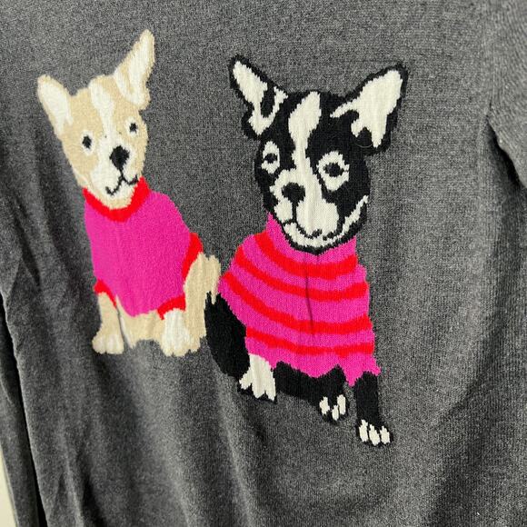 J. Crew Women's Small French Bulldog Teddie Sweater Merino Wool Blend Charcoal - Picture 5 of 8